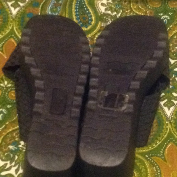 Soho Cobbler Black Woven Fabric Wedge Sandals 7M - Picture 4 of 4